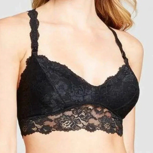 SMALL Gilligan Lace Pullover Nursing Wire Free Bralette Black NWT - Picture 5 of 6
